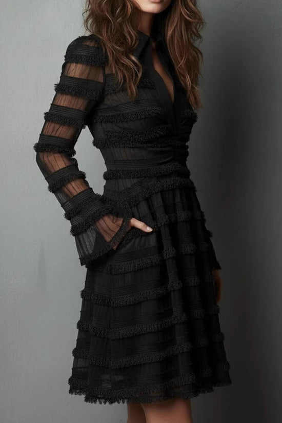 Spring New Sexy Sheer Fitted Dress Style High Waist Versatile Pleated Skirt 
