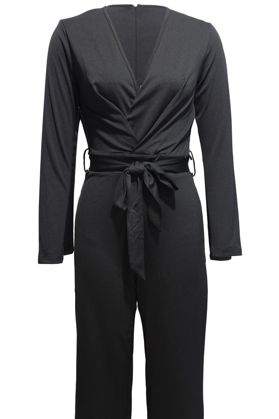 Ladies' Fashionable Slim Fit Sexy V-neck Long Sleeved Slimming Jumpsuit CJ