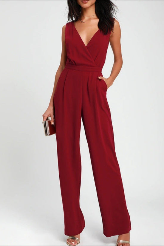 Women’s One-piece Trousers Lace Backless Deep V – High-Waisted Casual Outfit 