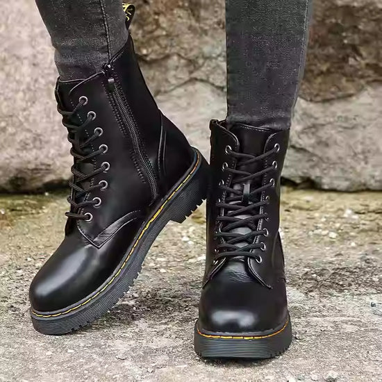 Women’s Martin Short Boots – Classic Lace-Up Ankle Boots - FitiqueFit
