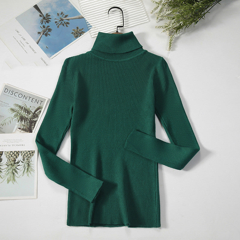 Solid Color Pit Strip Knit Pullover Turtleneck Sweater - Diversi™ Fashion