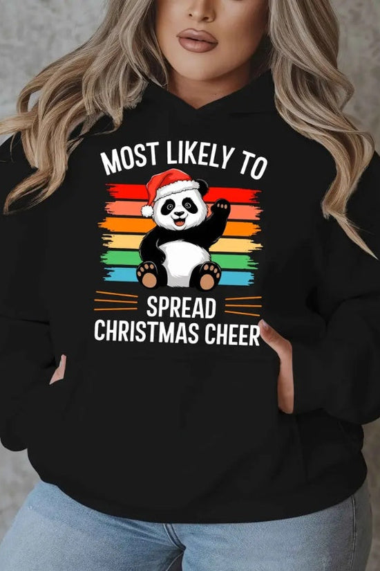 Plus Size Christmas Panda Hoodie – Women’s Festive Pullover Sweatshirt CJ US