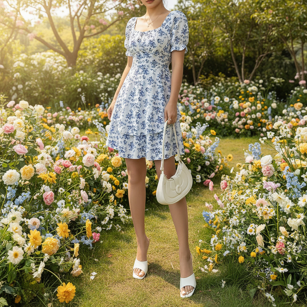 Women's Blue Floral Dress 