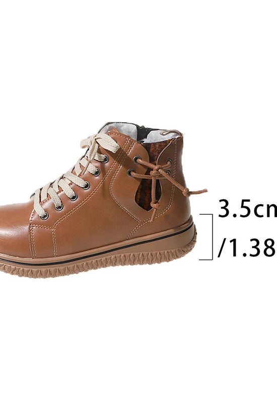 FitiqueFit Women’s Flat Heel Martin Boots – Lace-Up, Side Zip, Cotton Padded Comfort CJ