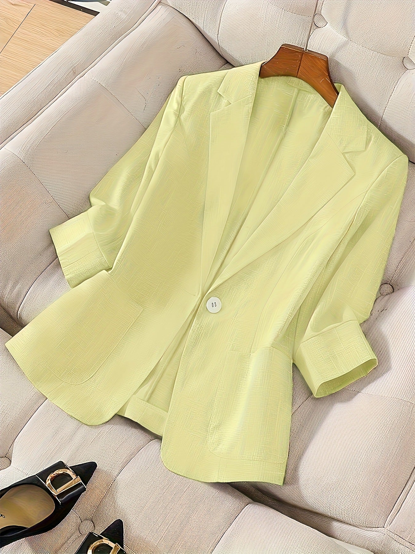 Three-quarter-sleeve Single-button Professional Casual Blazer 