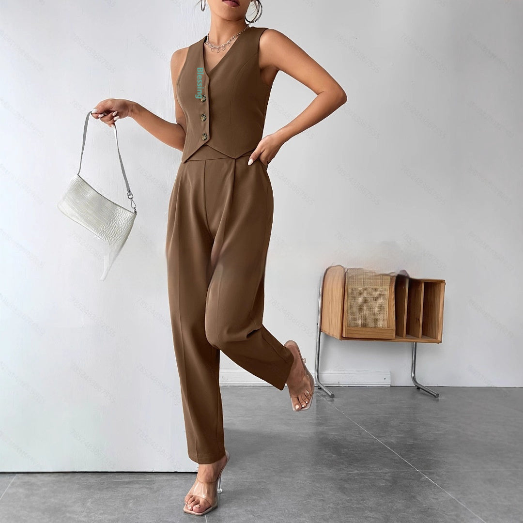 Womens Jumpsuit Commuter Slim Fit Suit 