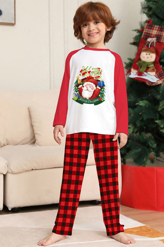 Christmas Parent-Child Clothes Set Long Sleeve T-Shirt Plaid Pants Family Matching Pajamas CJ