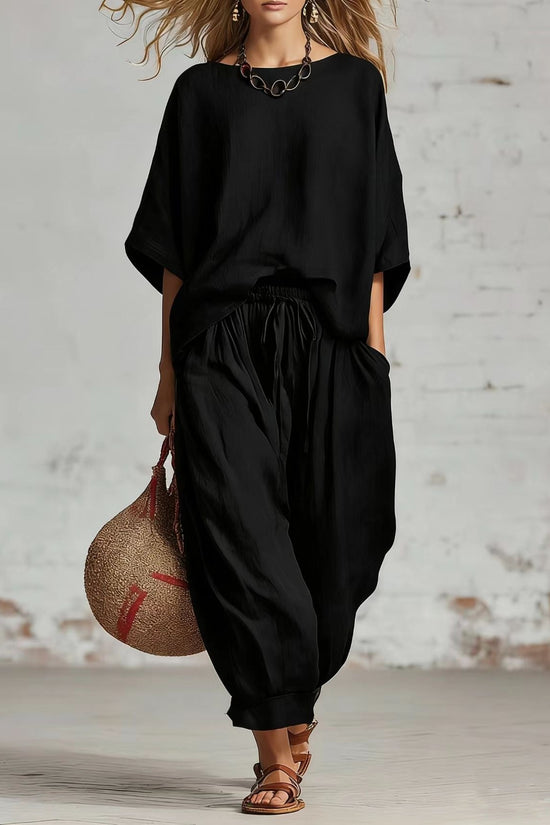Women's Solid Color Loose Casual Set 