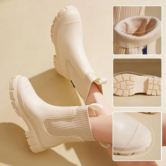 Women’s Waterproof Mid-Tube Rain Boots – Non-Slip Rubber Boots 