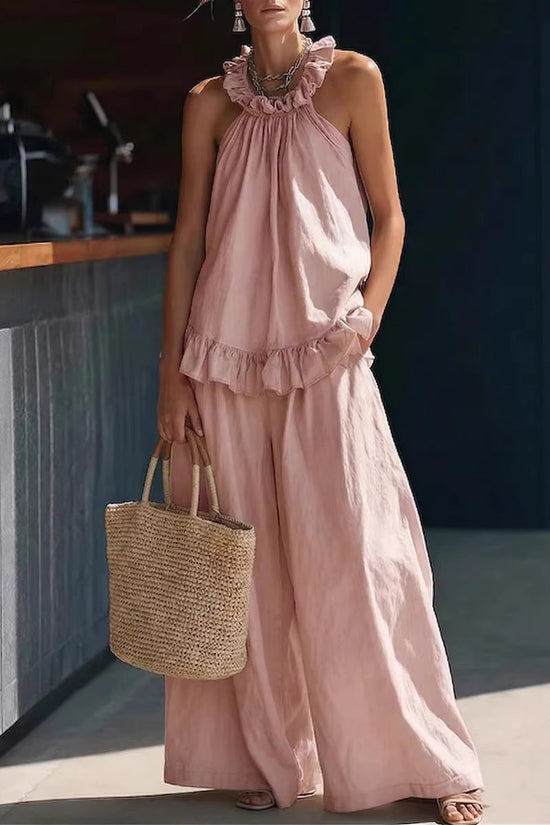 SpringSummer Halterneck Loose Casual Womens Set 