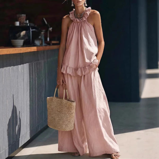 SpringSummer Halterneck Loose Casual Womens Set 