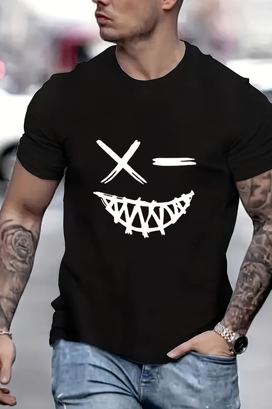 Evil Smile Face T-Shirt for Men – Trendy Summer Streetwear Tee CJ US