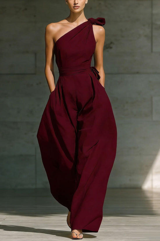 Sleeveless shoulder cinched jumpsuit 