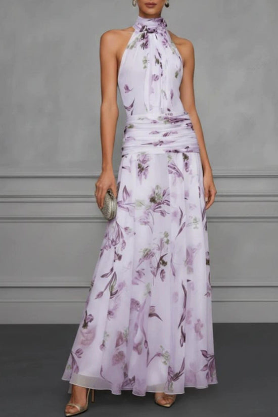 Hanging neck printed dress 