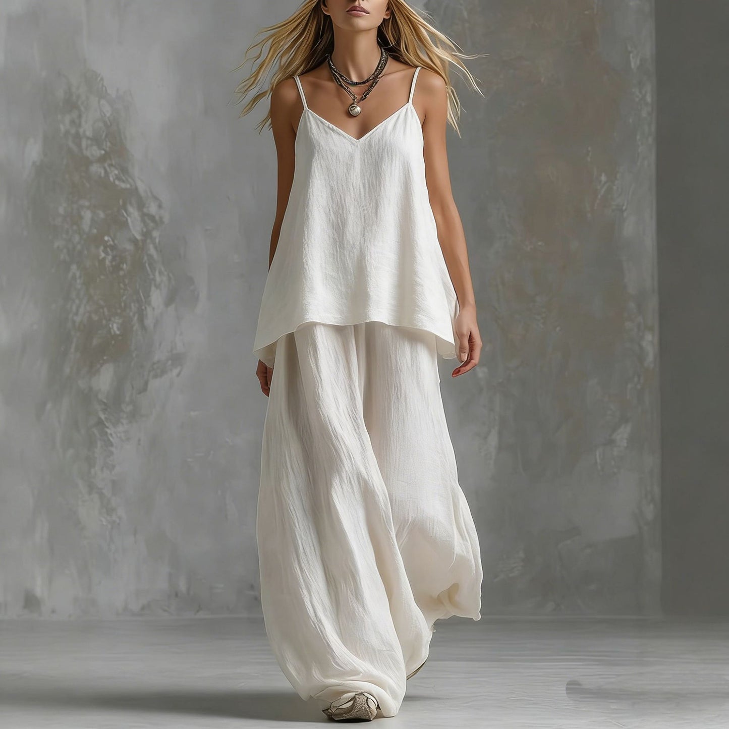 Solid-color Sleeveless Elegant Womens Suit 