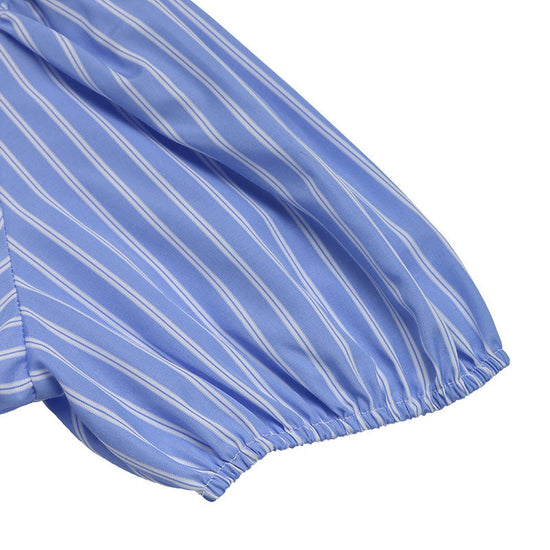 Women’s Striped Tie-Front Puff Sleeve Mini Dress CJ US