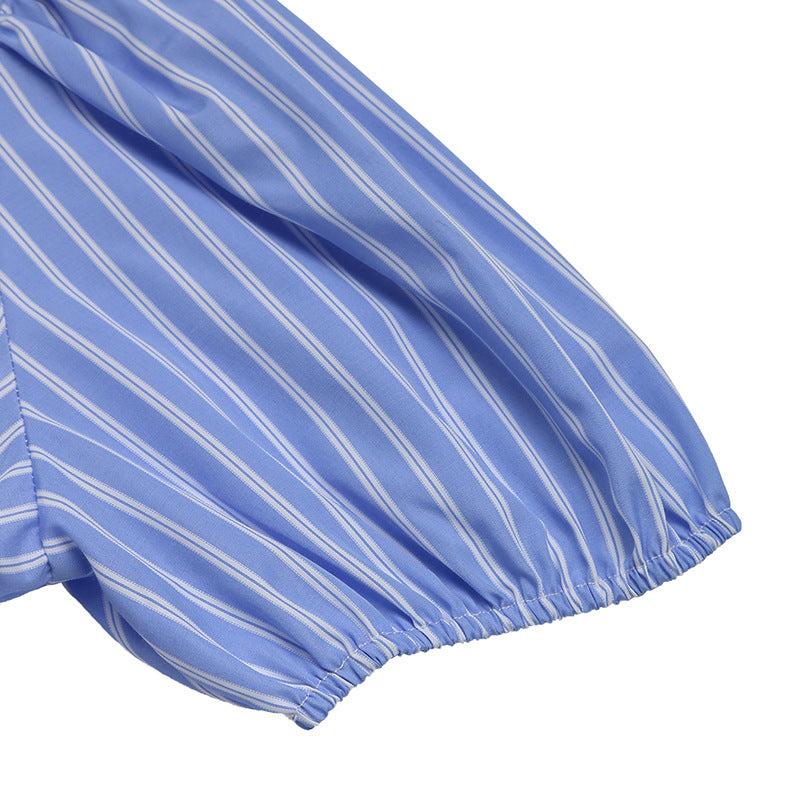 Women’s Striped Tie-Front Puff Sleeve Mini Dress CJ US