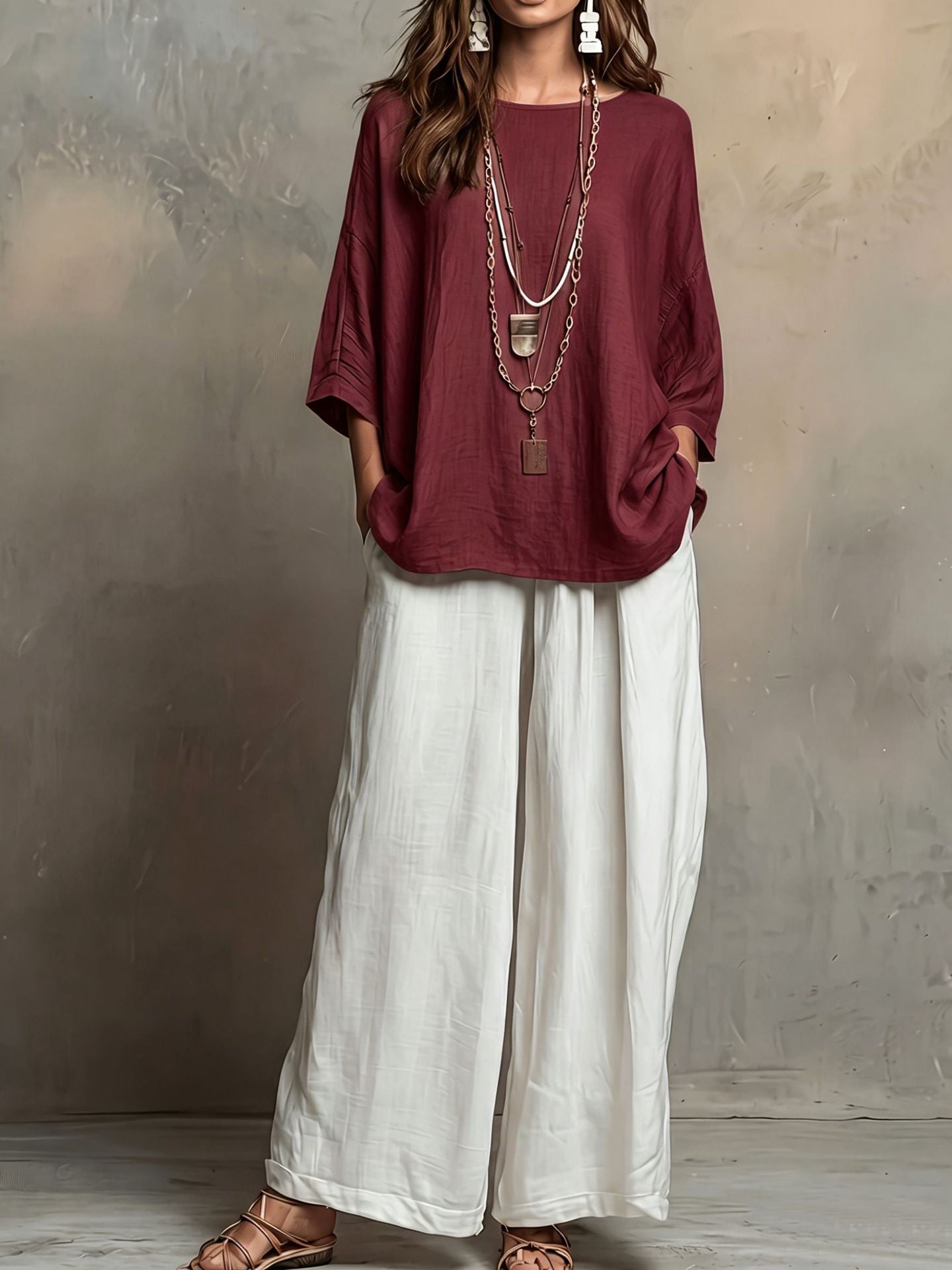 Bohemian Style Loose Elegant Set for Women Casual Vacation Outfit 
