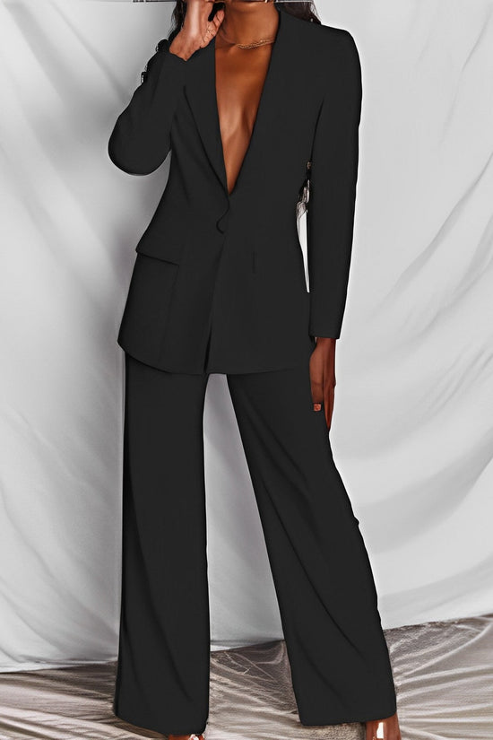 Women's Professional Blazer & Trousers Suit Set – Long Sleeve, Full Length 