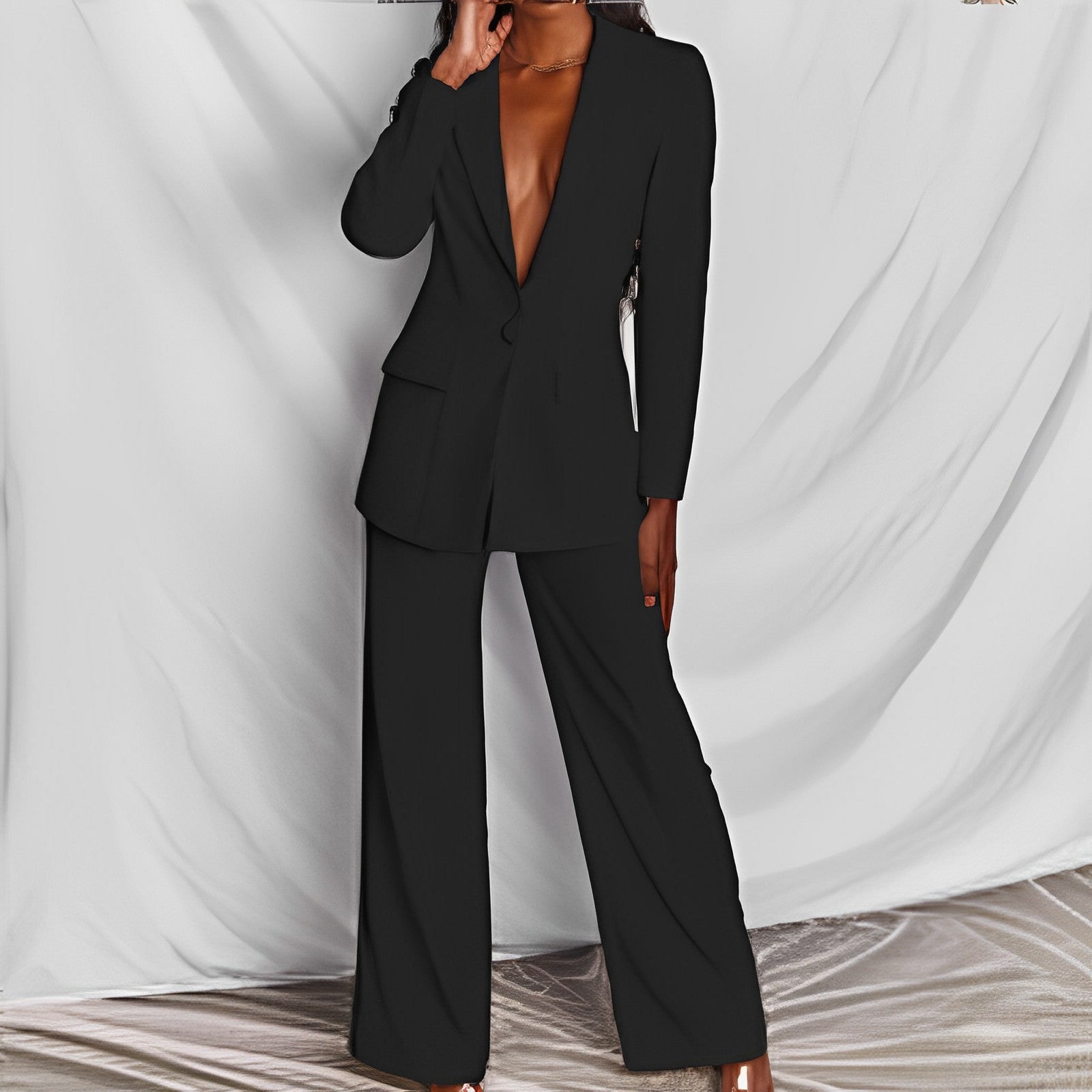 Women's Professional Blazer & Trousers Suit Set – Long Sleeve, Full Length 
