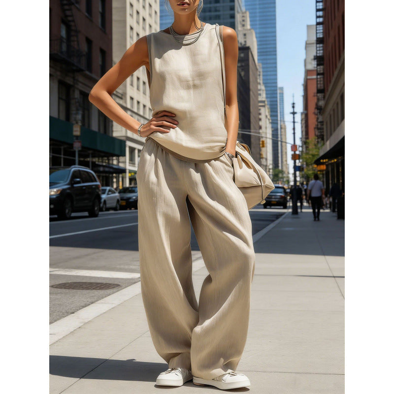 Womens Sleeveless Top And Pants Two-piece Set 