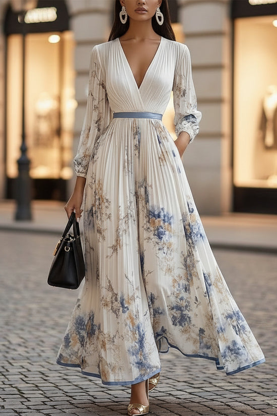 Long sleeved V-neck dress 