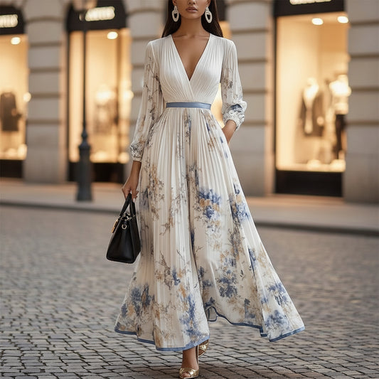 Long sleeved V-neck dress 