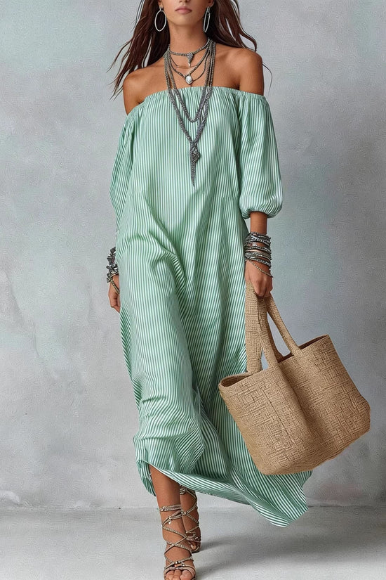 New SpringSummer Elegant Striped Loose-Fit Chic Holiday Dress For Women 
