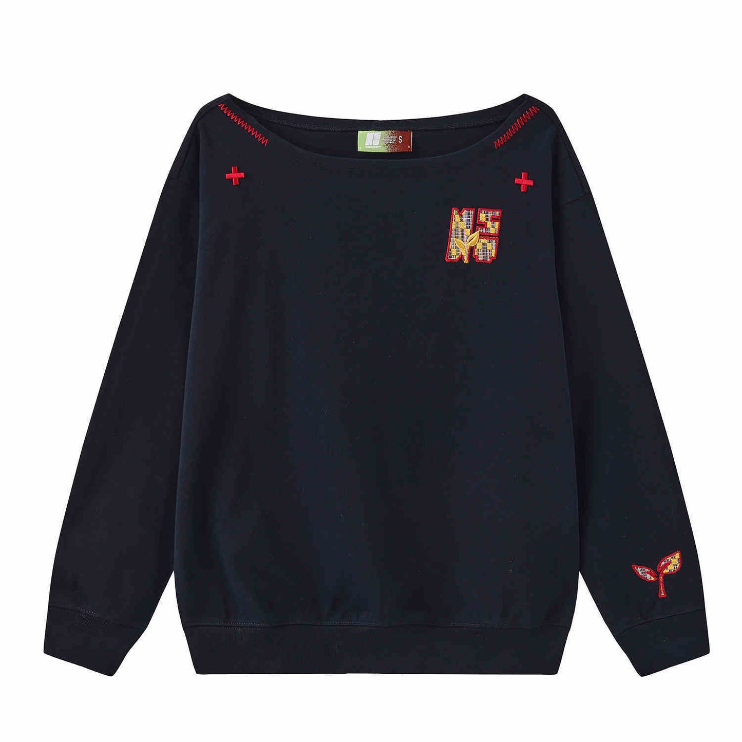 Women’s Slanted Shoulder Embroidered Long-Sleeve Top CJ
