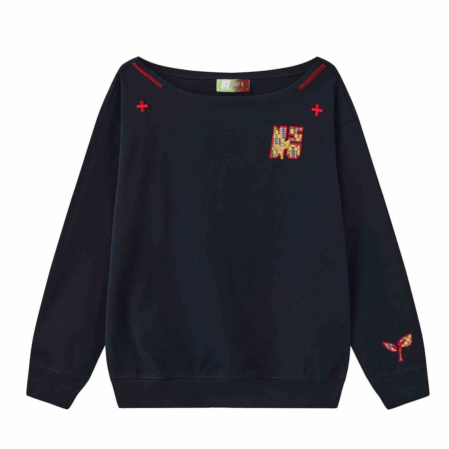 Women’s Slanted Shoulder Embroidered Long-Sleeve Top CJ
