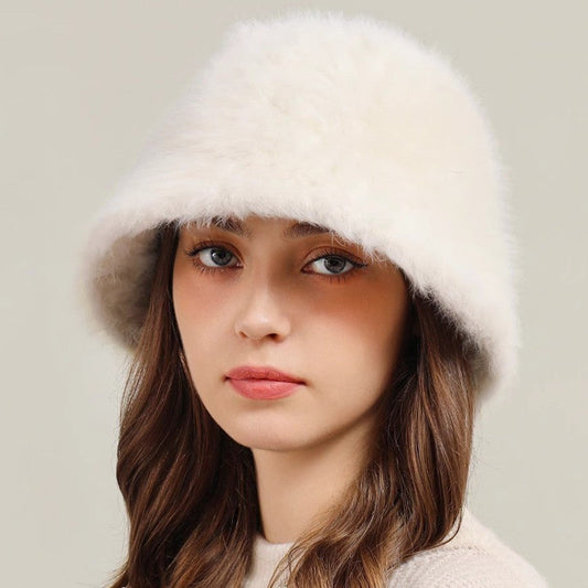 Big Head Circumference Real Rabbit Plush Hat 
