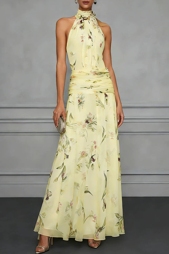 Hanging neck printed dress 