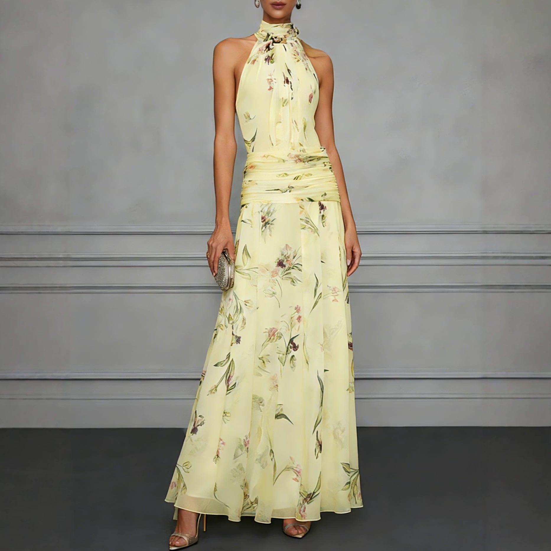 Hanging neck printed dress 
