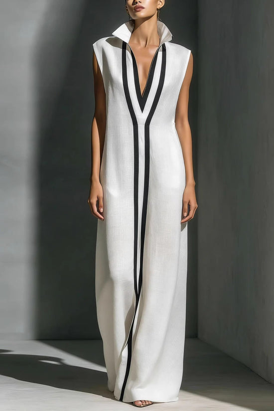 V-neck contrasting dress 