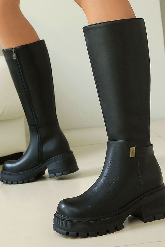 High Heel Over-the-Knee Boots for Women, Faux Suede Punk Style Chunky Heel Autumn/Winter Fashion 