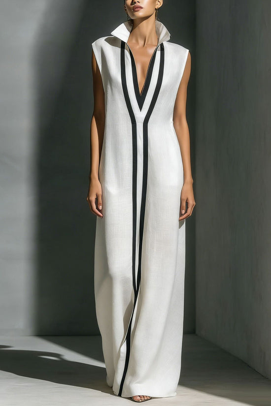 V-neck contrasting dress 