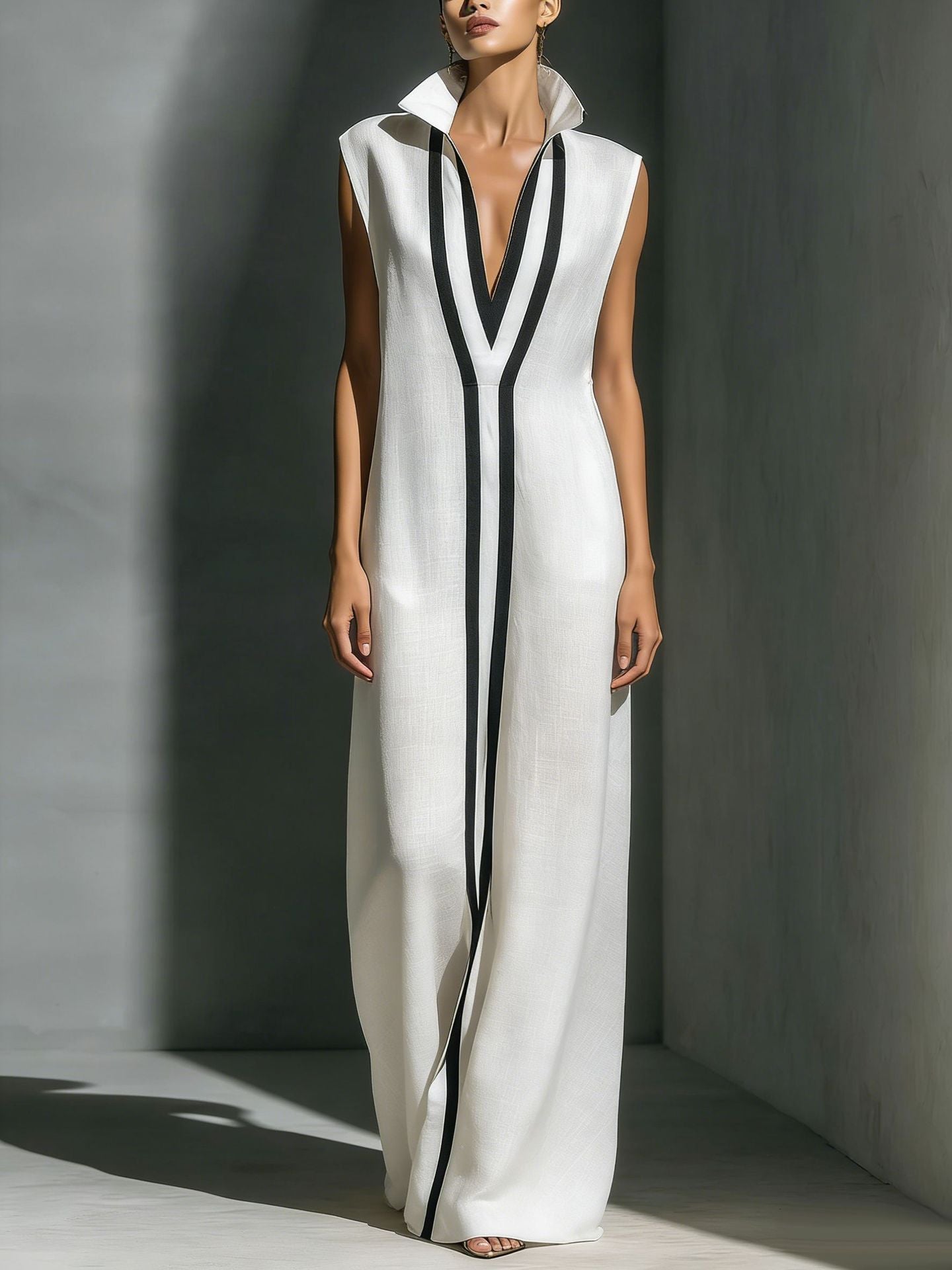 V-neck contrasting dress 