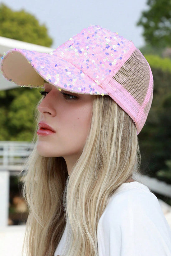 Colorful Sequin-embroidered Mesh Fabric Breathable Beanie With Sunshade Trendy Fashion Style Baseball Cap For Daily Outings, Parties, Outdoor Activities 