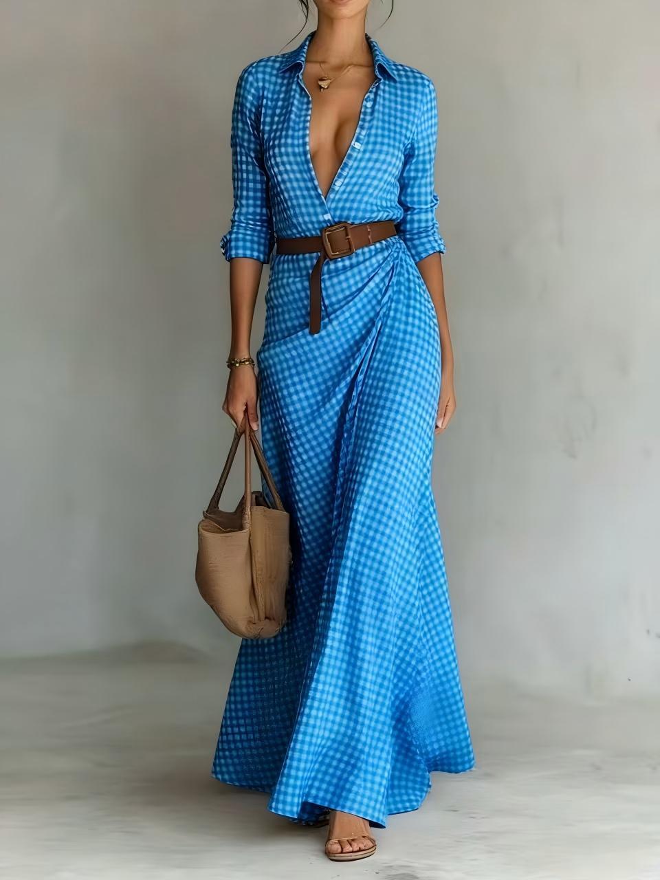 Solid-color Irregularly Pleated Dress With A Belt 