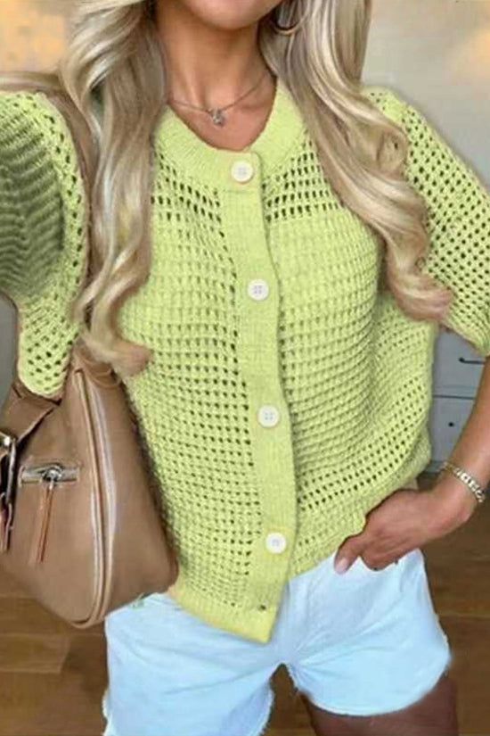 Women's Solid-color Cardigan Sweater Top 