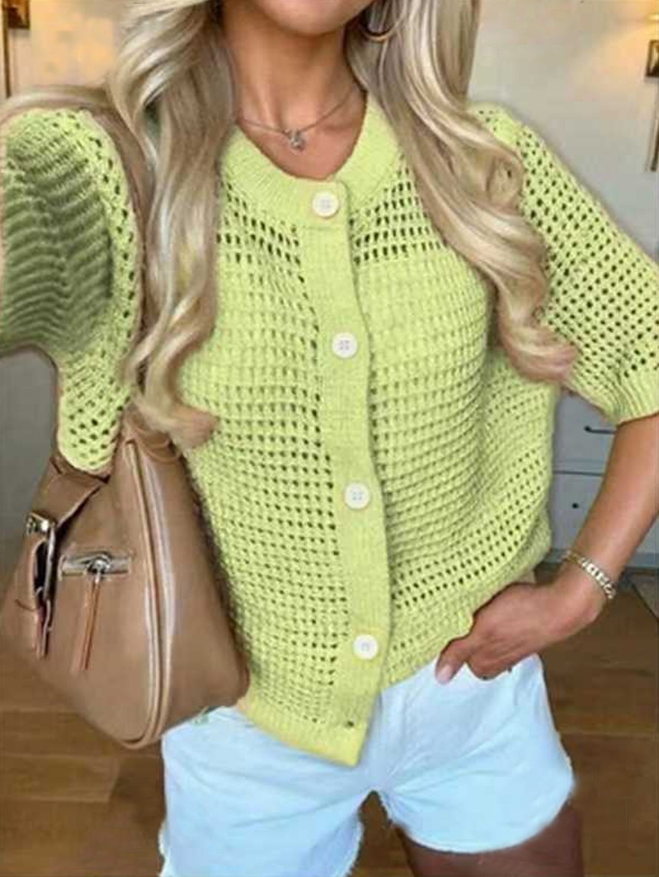 Women's Solid-color Cardigan Sweater Top 