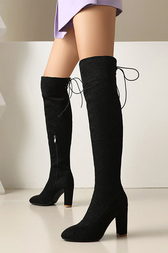 Plus-Size Over The Knee Long Boots for Women – Chunky Heel Nightclub Platform CJ