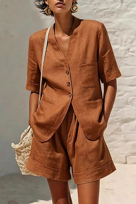 Loose-fitting Cotton And Linen Two-piece Set 