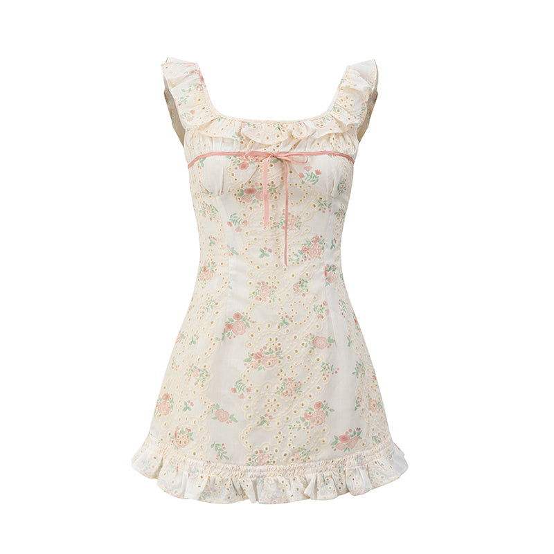 Women’s Sleeveless Floral Suspender Skirt CJ