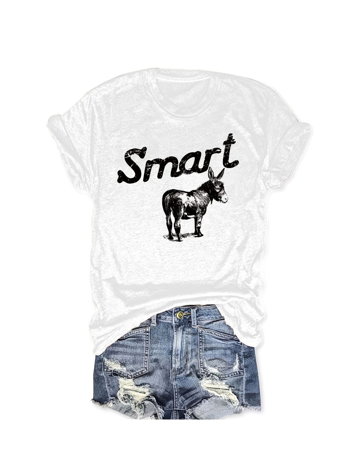 Women's Round Neck Short Sleeve T-Shirt - Casual Summer Top 