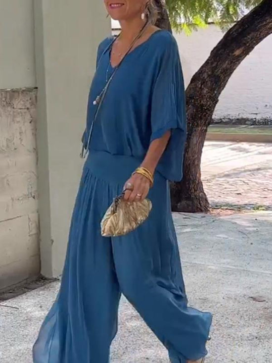 Fashionable Best-Selling Solid-Colored Chiffon Set For Women 