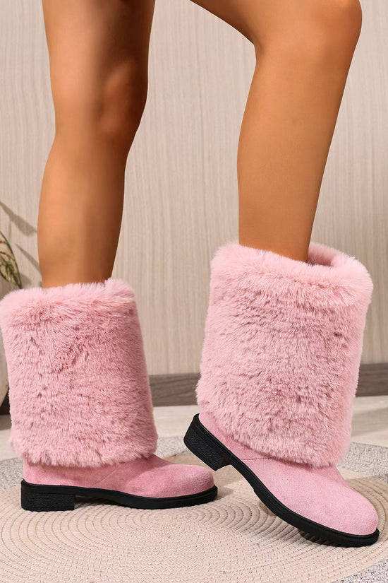 Womens Chunky Heeled Snow Boots 