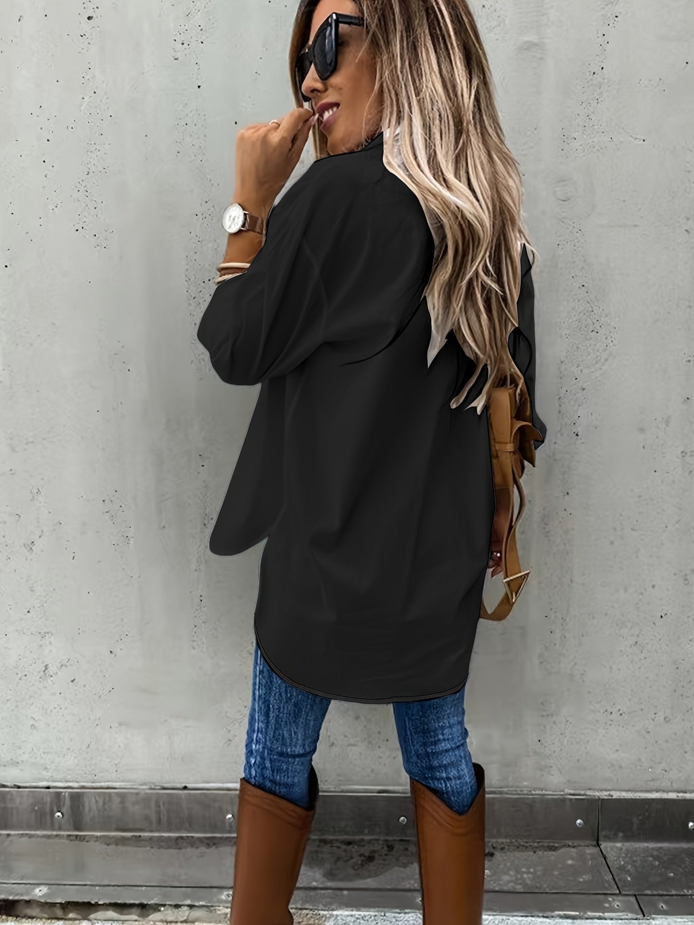 Women’s Casual Long Sleeve Shirt with Pocket CJ US