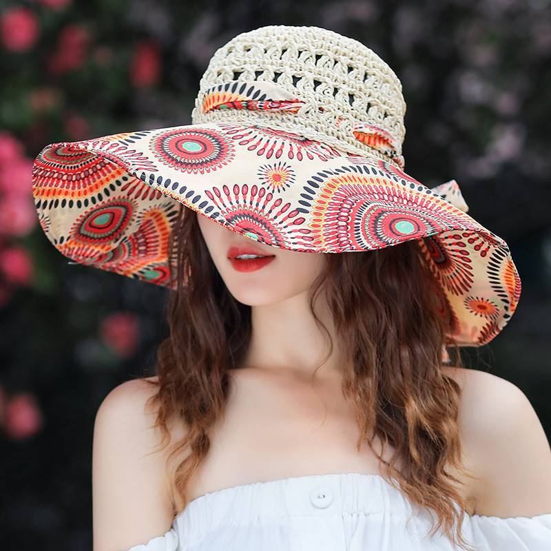 Summer Beach Sun Hat Beach Green Straw Hat For Women 