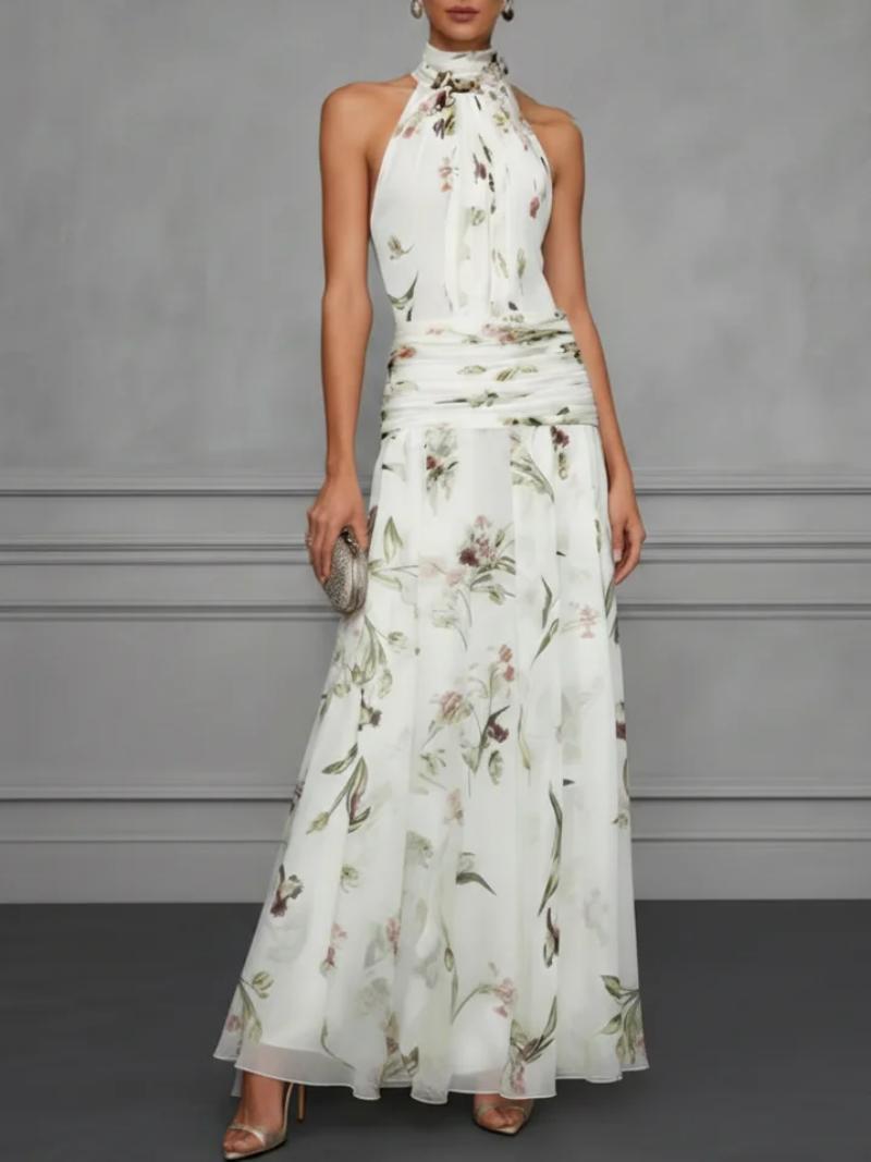 Hanging neck printed dress 